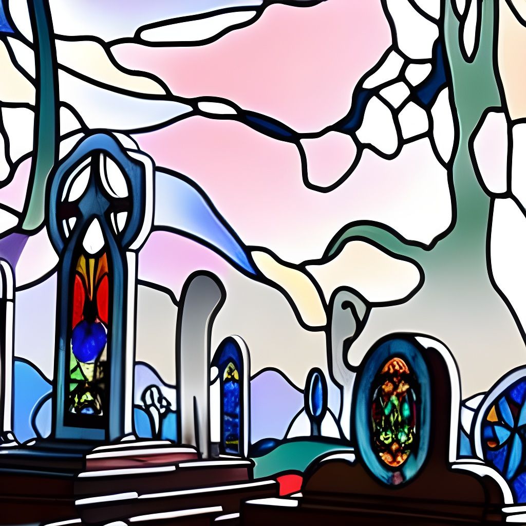 Art Deco Stained-Glass Graveyard in 4K