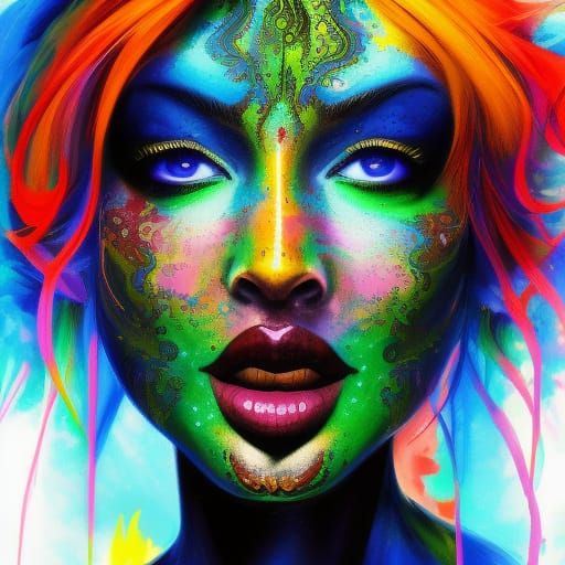 Hyperrealistic Karma Portrait in Splash Art Style