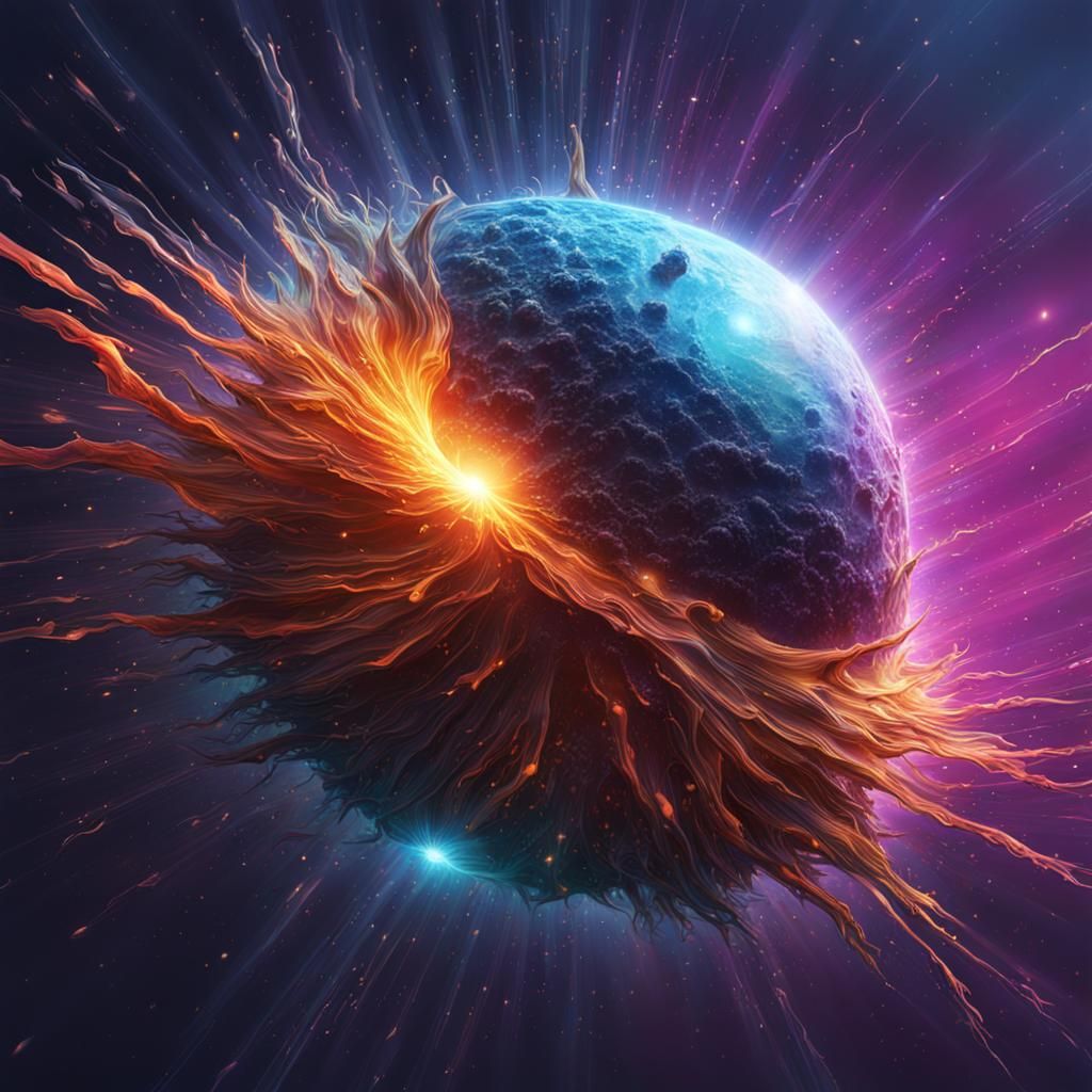 Hyperrealistic Pulsar with Dramatic Lighting and Color