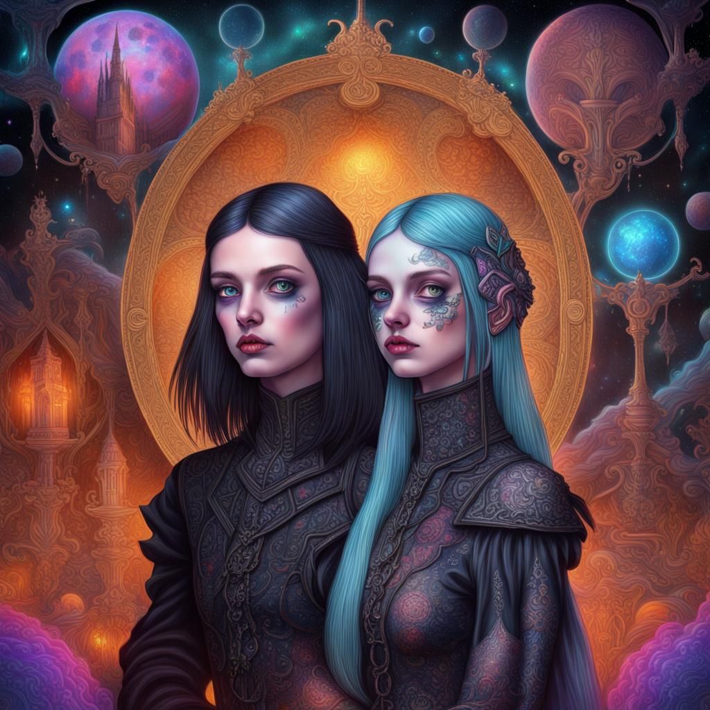 Gothic Hansel and Gretel in Astral Illustration