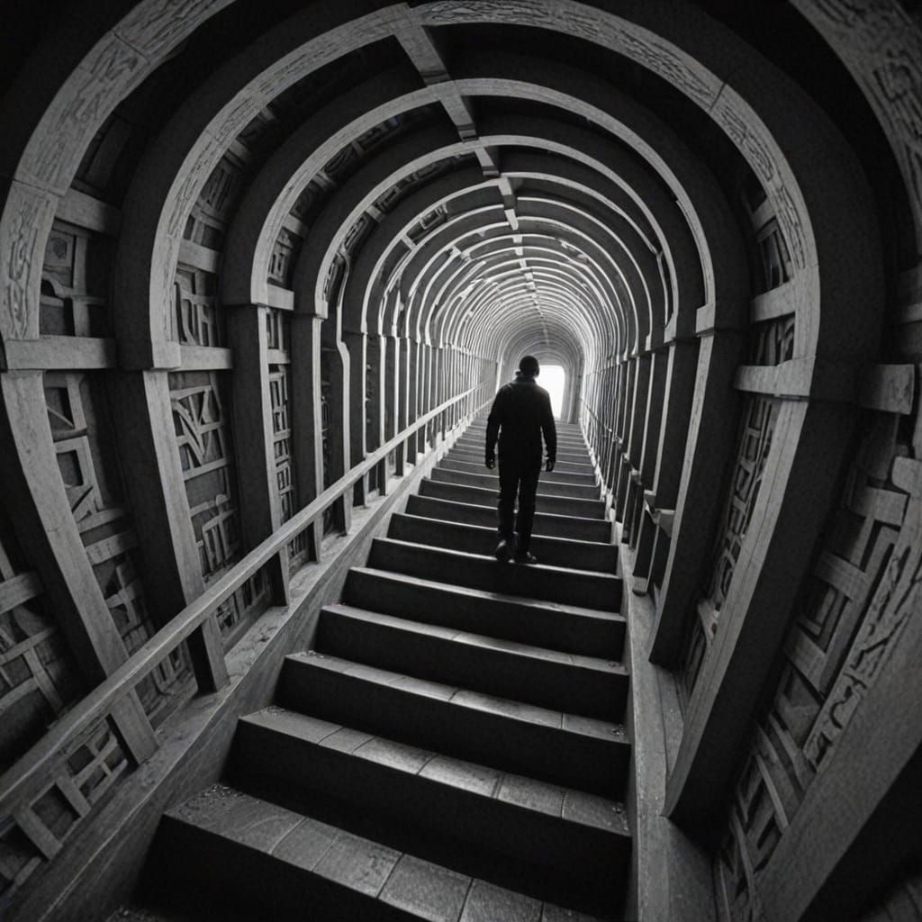 Impossible Labyrinth: An Escher-Inspired Optical Illusion