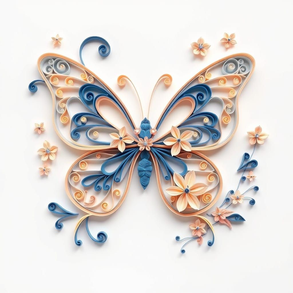 Whimsical Paper Quilled Butterfly in Elegance