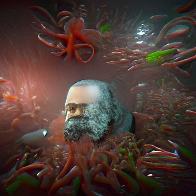 Karl Marx in Squid Game, 3D Render