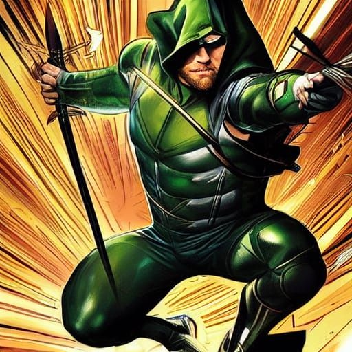 Green Arrow in Cinematic Comic Book Style