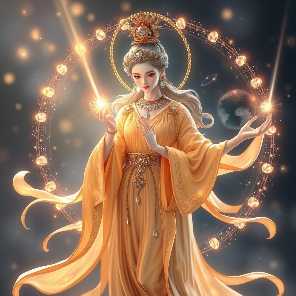 Porcelain Jewel Goddess Casting Energy Beam Spell