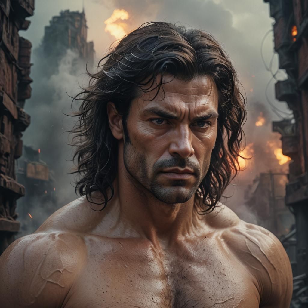 Stern Man Portrait in Hyper-Realistic Digital Painting