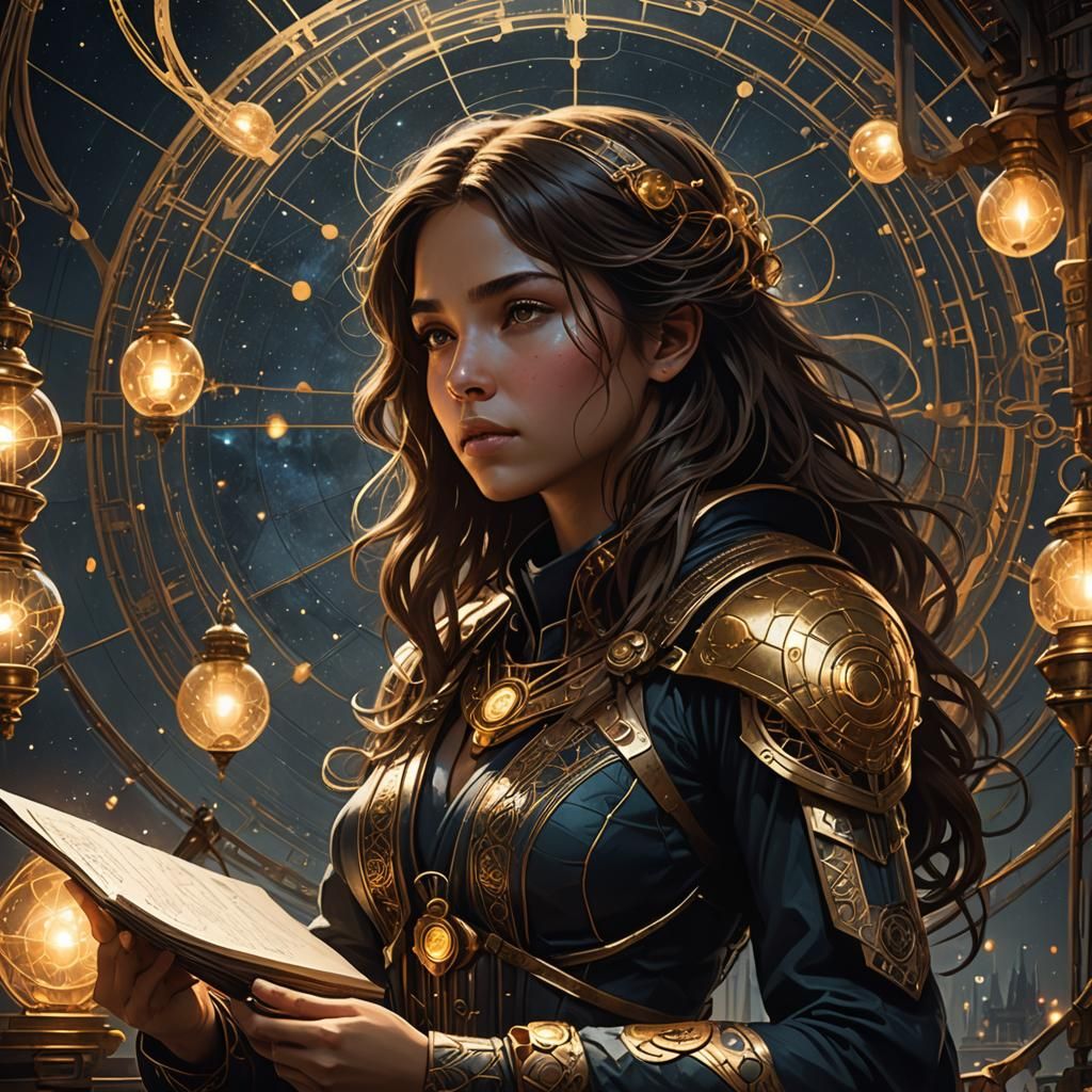 Dark Fantasy Girl Solves Equations for Interstellar Travel