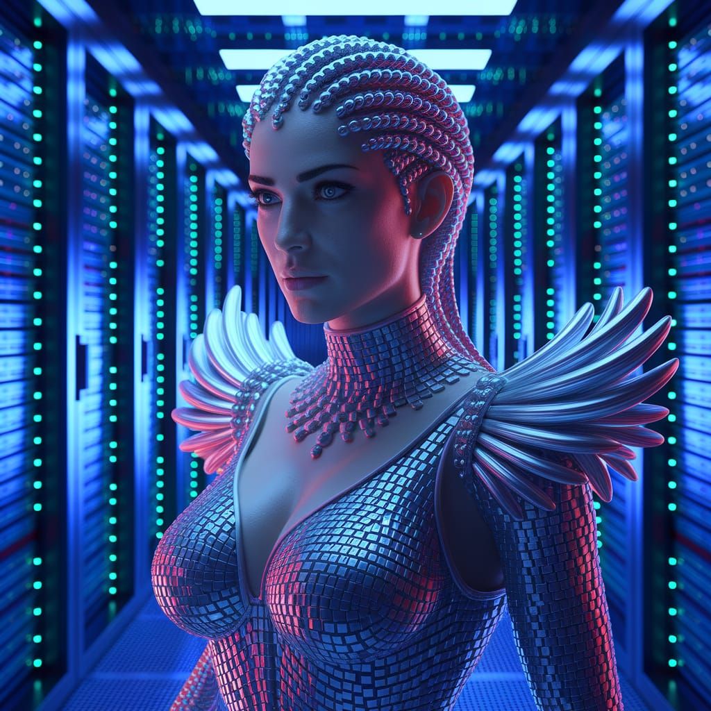 Middle Eastern Digital Goddess in Cyberpunk Style