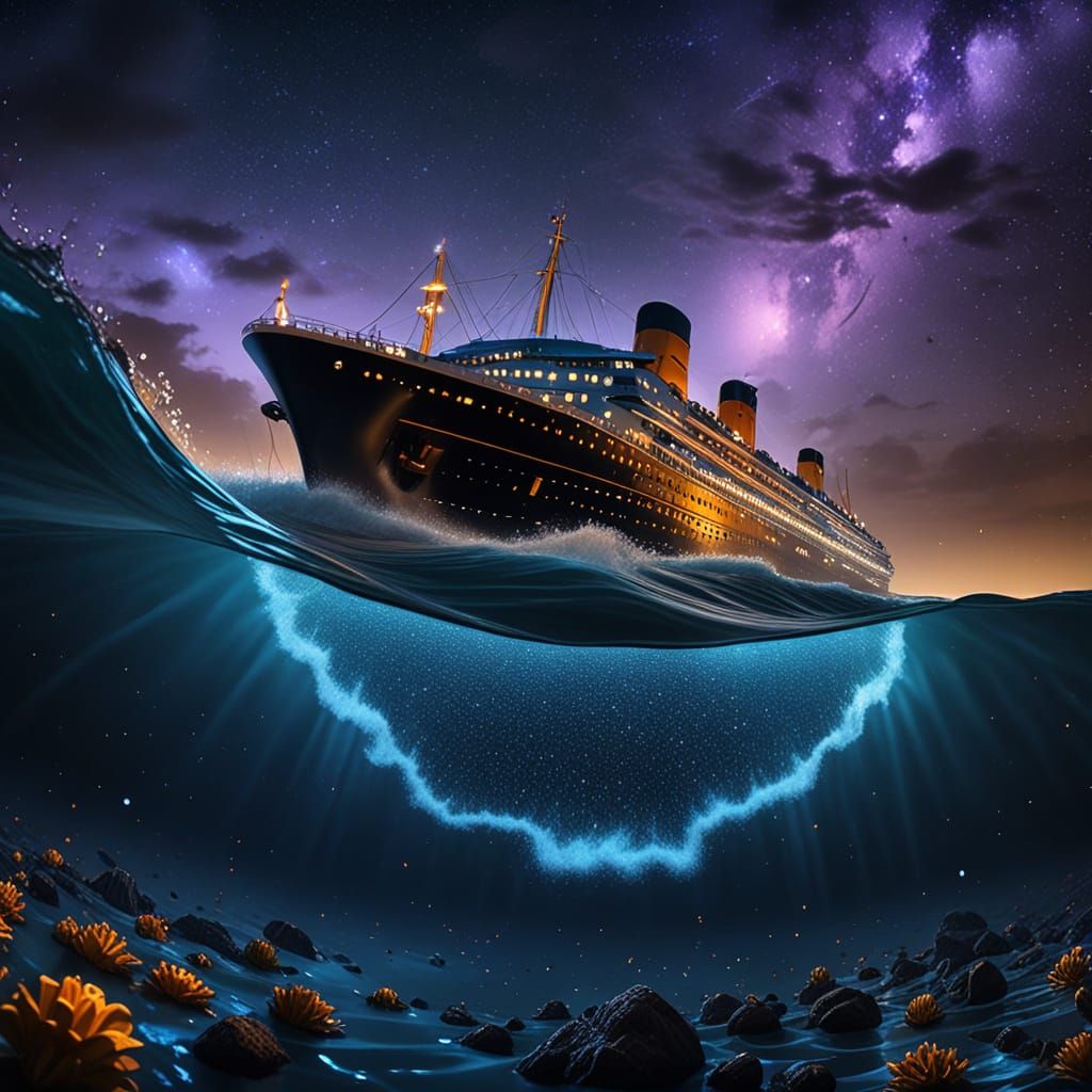 Sailing Vessel in Starry Nighttime