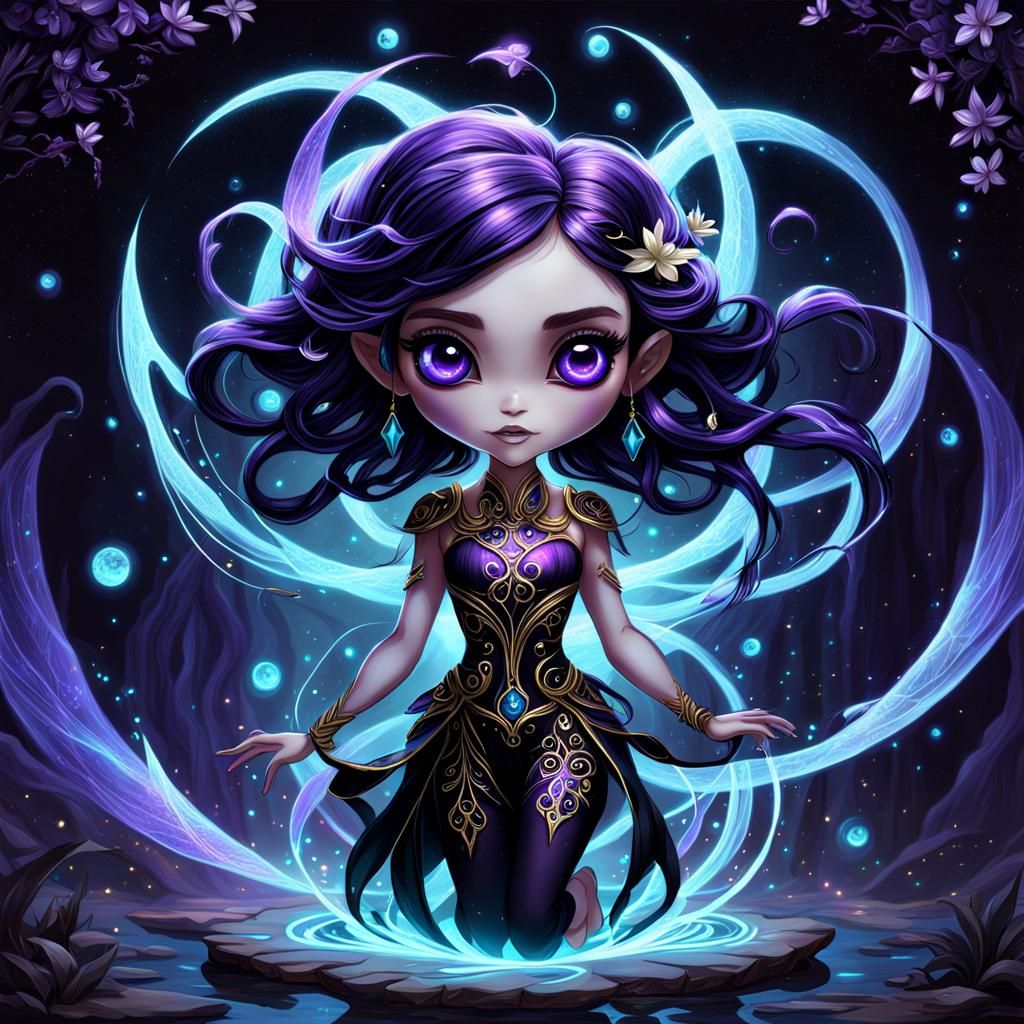 Bioluminescent Pixie Girl in Fantasycore Style