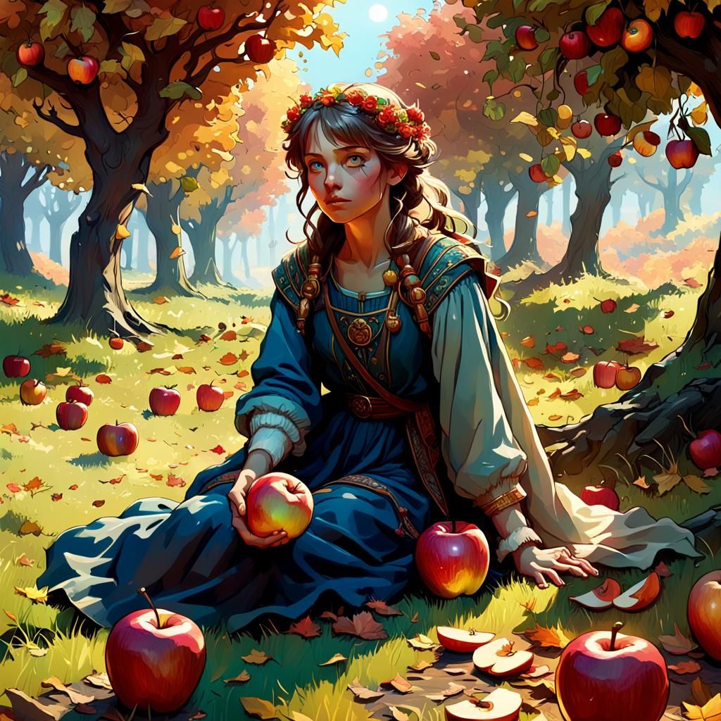 Hyperdetailed Apple Transformation in Autumn Air