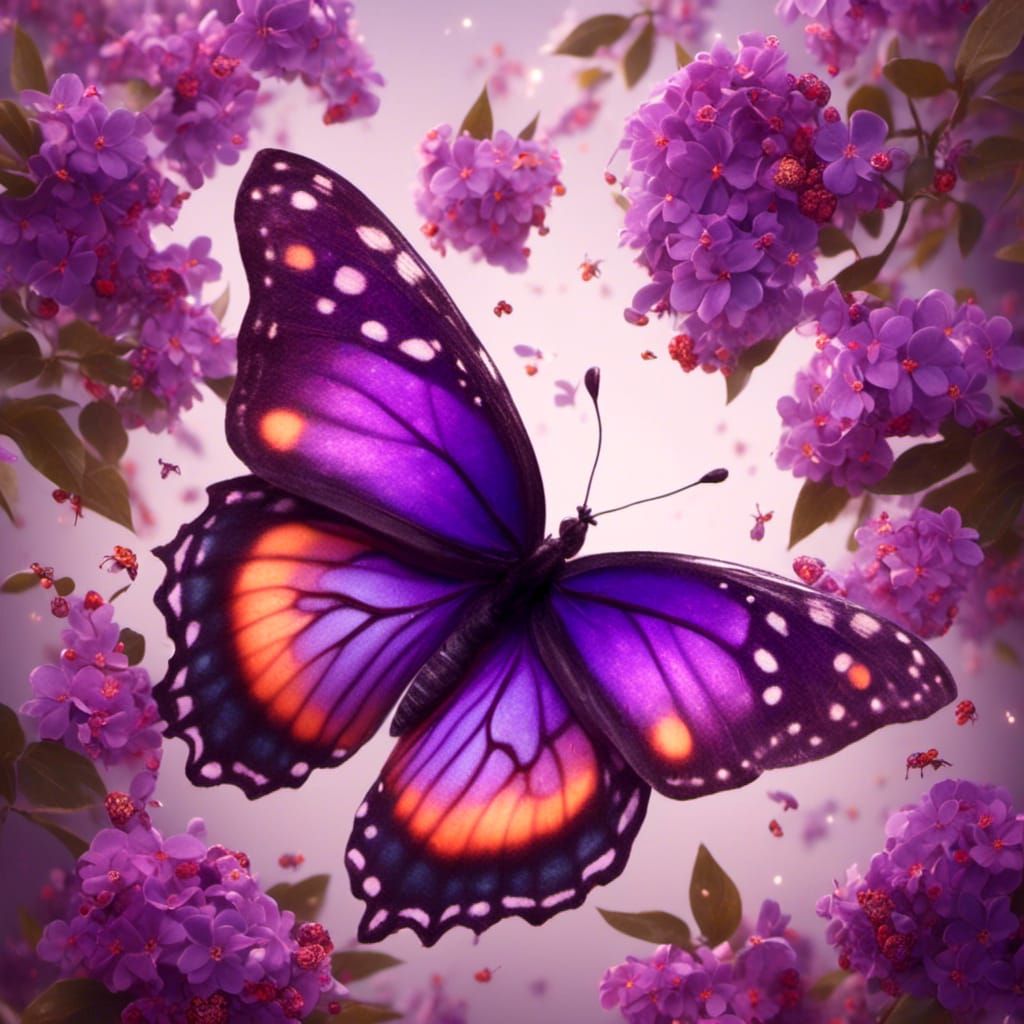 Beautiful Purple Monarch Butterfly in Flight