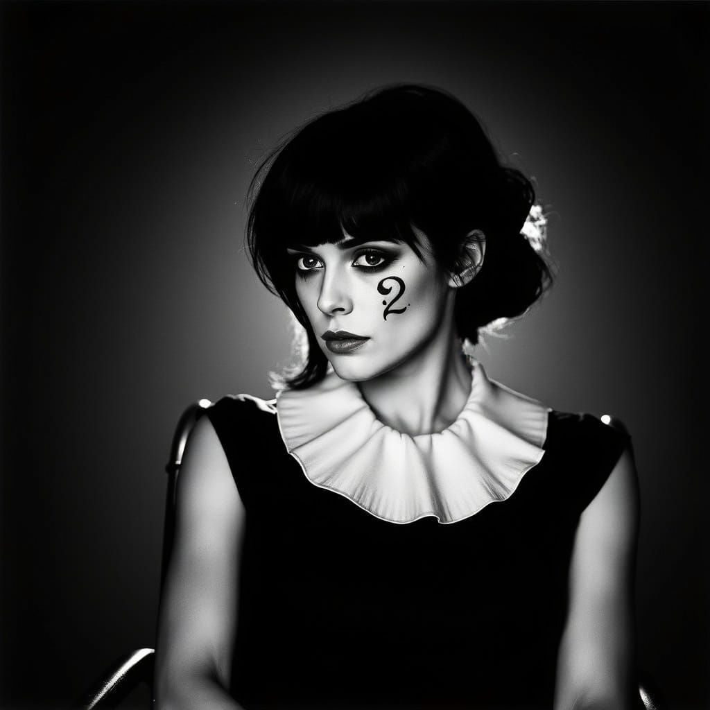 Surreal Tattooed Woman in Eight-Faced Chair