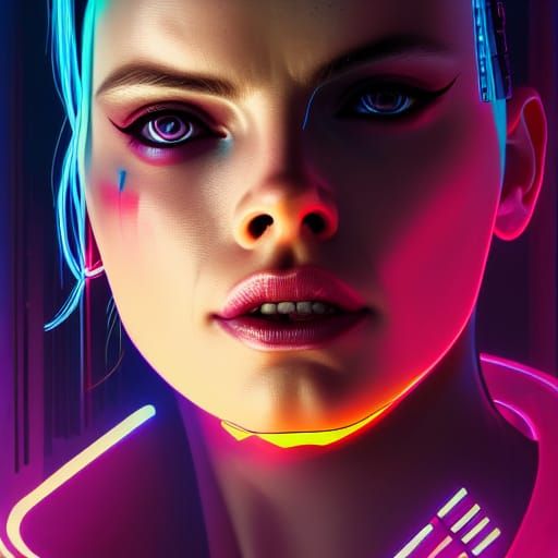 Margot Robbie as Harley Quinn in Cyberpunk 2099