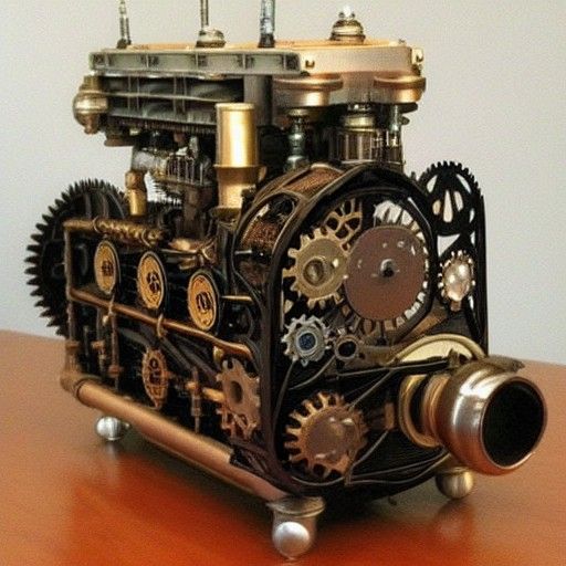 Detailed Steampunk Engine Illustration