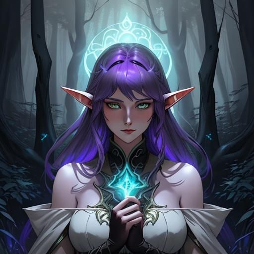 Velanna Lunari: Semi-Elf Druid in Dark Fantasy Art