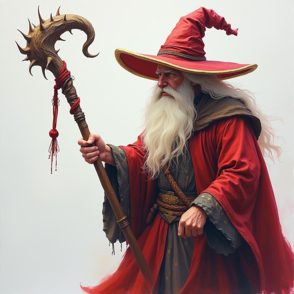 Gouache Style DnD Wizard Staff Masterpiece