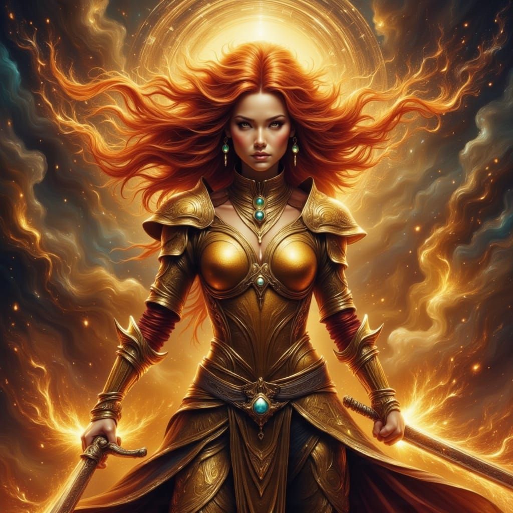 Fierce Female Swordsman in a Fantastical Duel