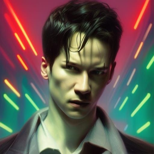 Neo in the Matrix: Hyperdetailed Portrait