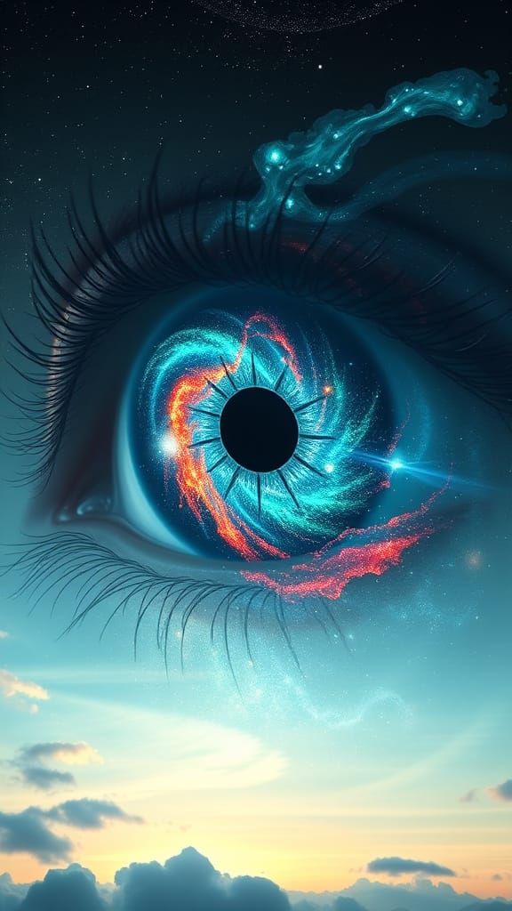 Surreal Sky Eye with Galactic Iris, Digital Art