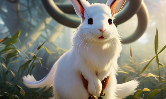 White Rabbit with Stopwatch in Anime Style