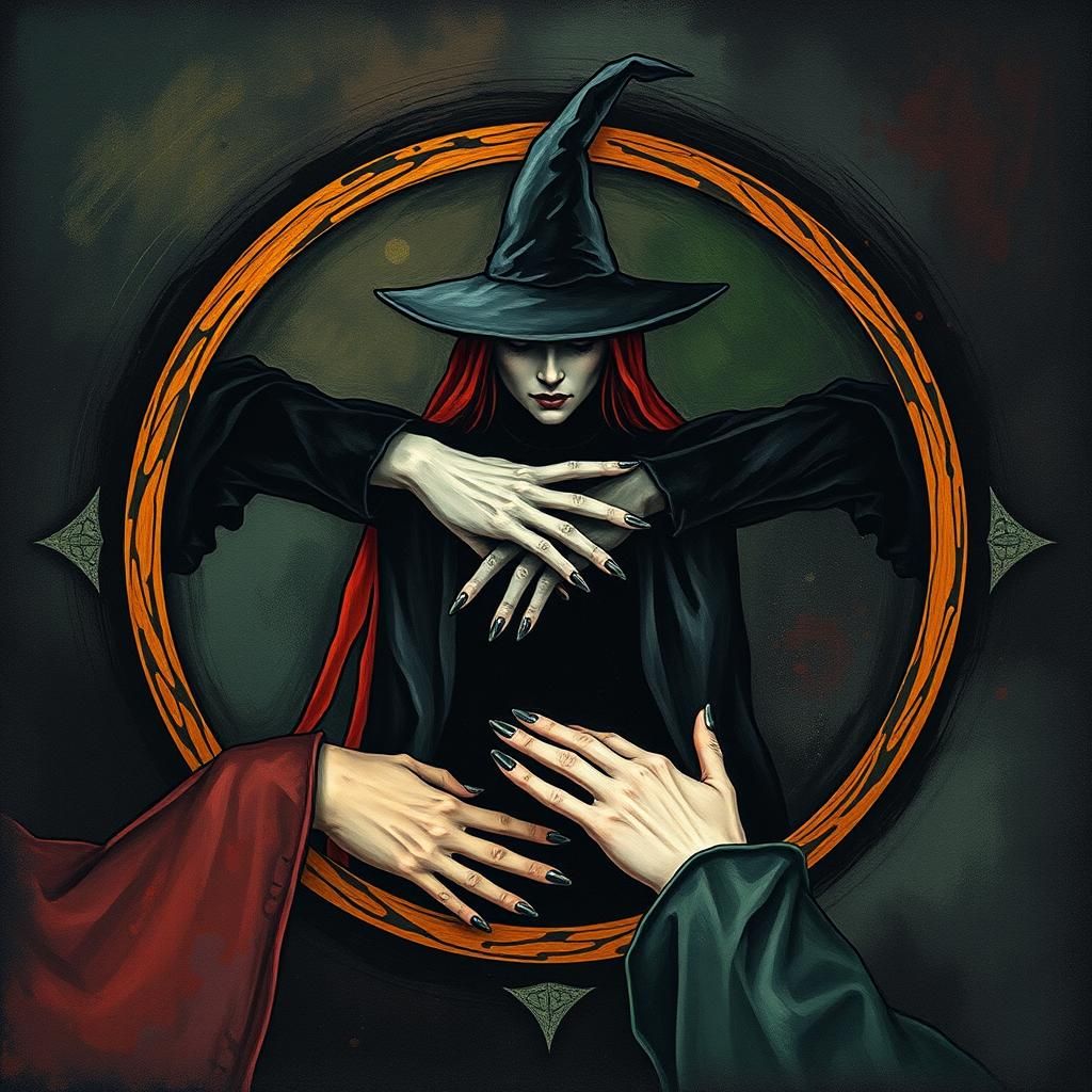 Abstract Witch Coven Circle in Complementary Colors