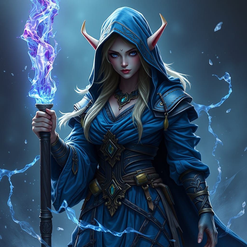 High-Elf Sorceress in Detailed Matte Painting Style