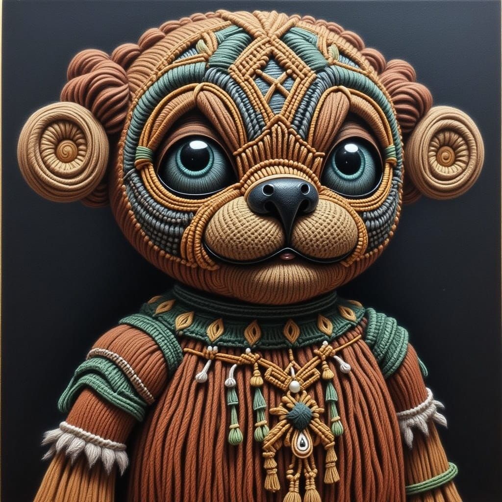 <lora:MACRAME DOLLS:1.0> surreal Portrait of  a gingerbread ...