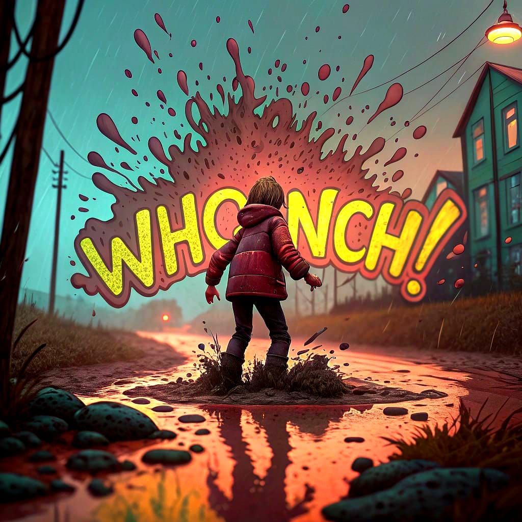 Whonch! • The sound of stepping into a puddle of mud