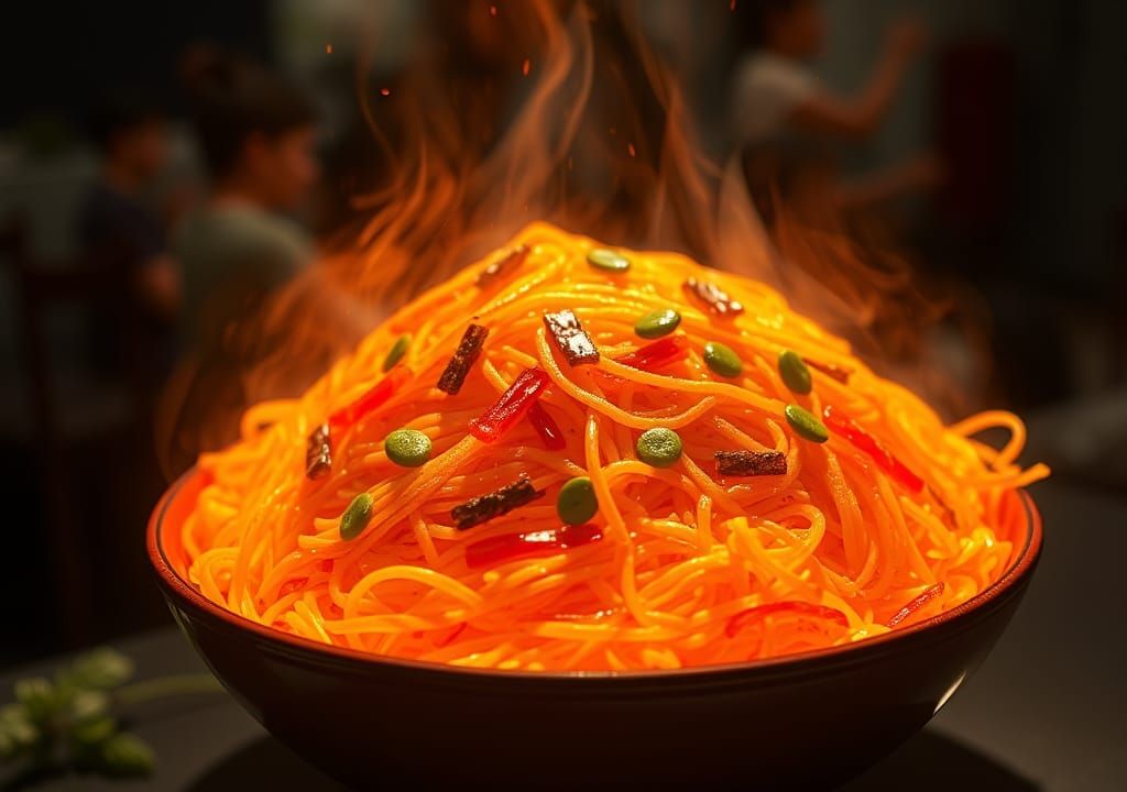 Colorful Chow Mein with Embroidered Night Sky