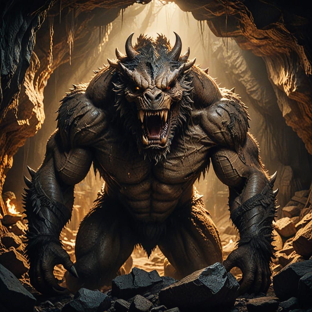 Epic Cave Expedition Meets Fiery Beast in Cinematic Style