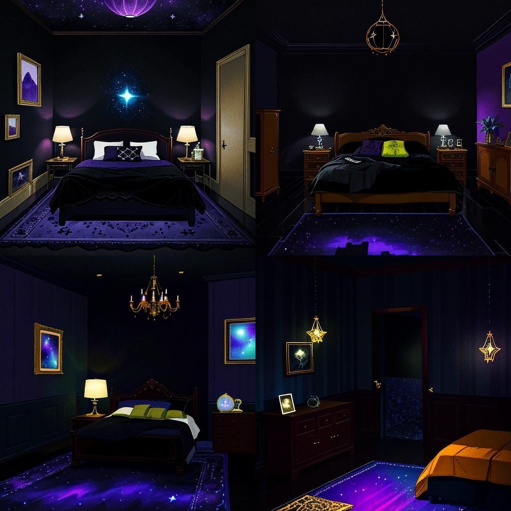 Night Sky Kid's Bedroom in Art Deco Style