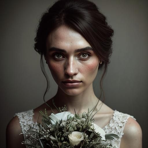 Bride with Wedding Flowers Portrait