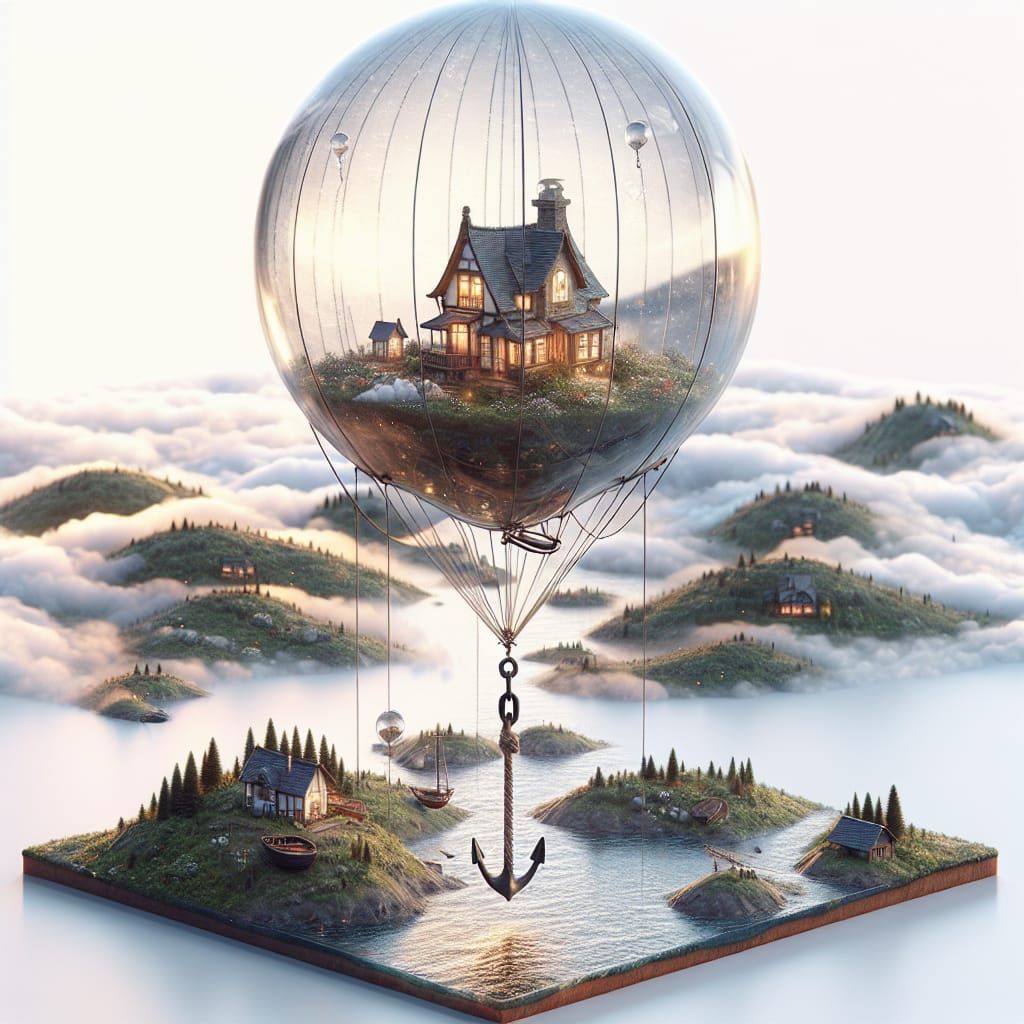 Fantasy Balloon Home Anchored to Earth