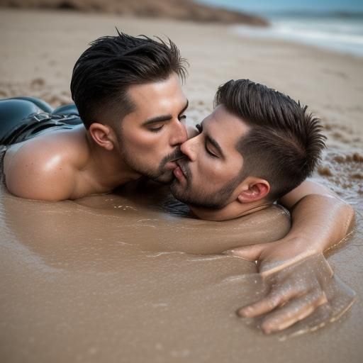 Leather Daddies Share a Kiss in Quicksand