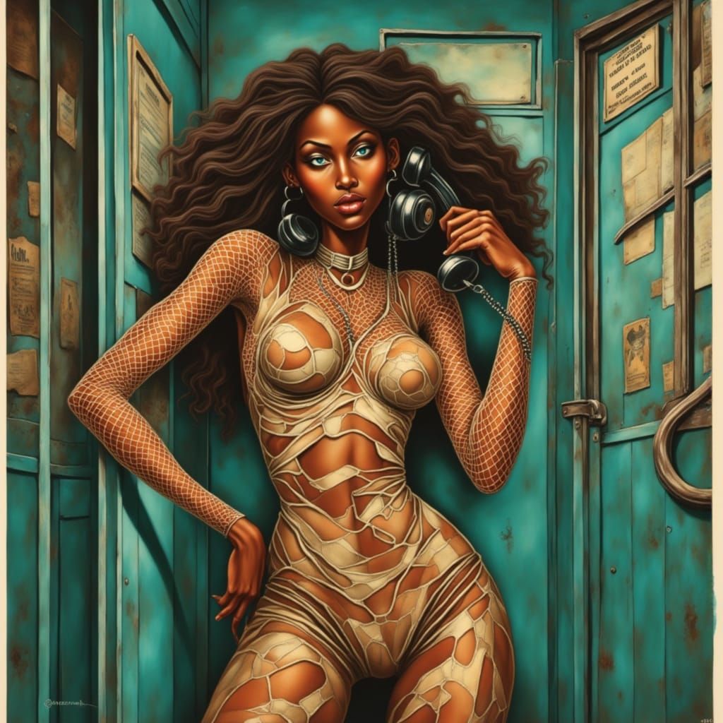 Psychedelic Surrealism Portrait of a Black Woman in Vintage ...