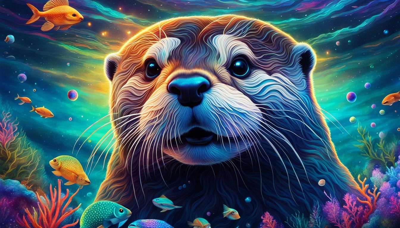 Cosmic Otter Undersea Illustration by Amaringo