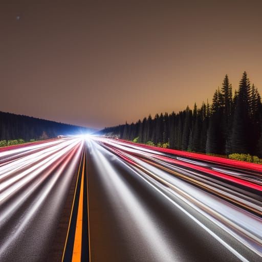 Long Exposure Night Highway, Art Photography Style