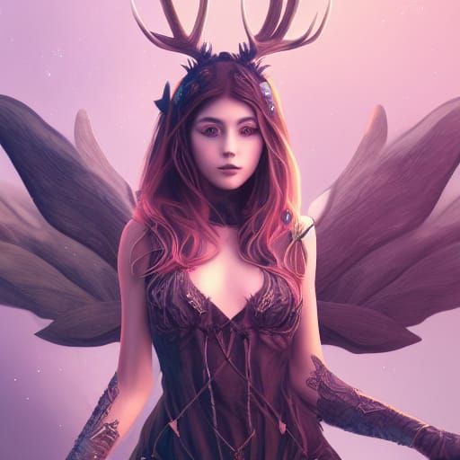 Fantasy Girl with Animal Features in Detailed Digital Art