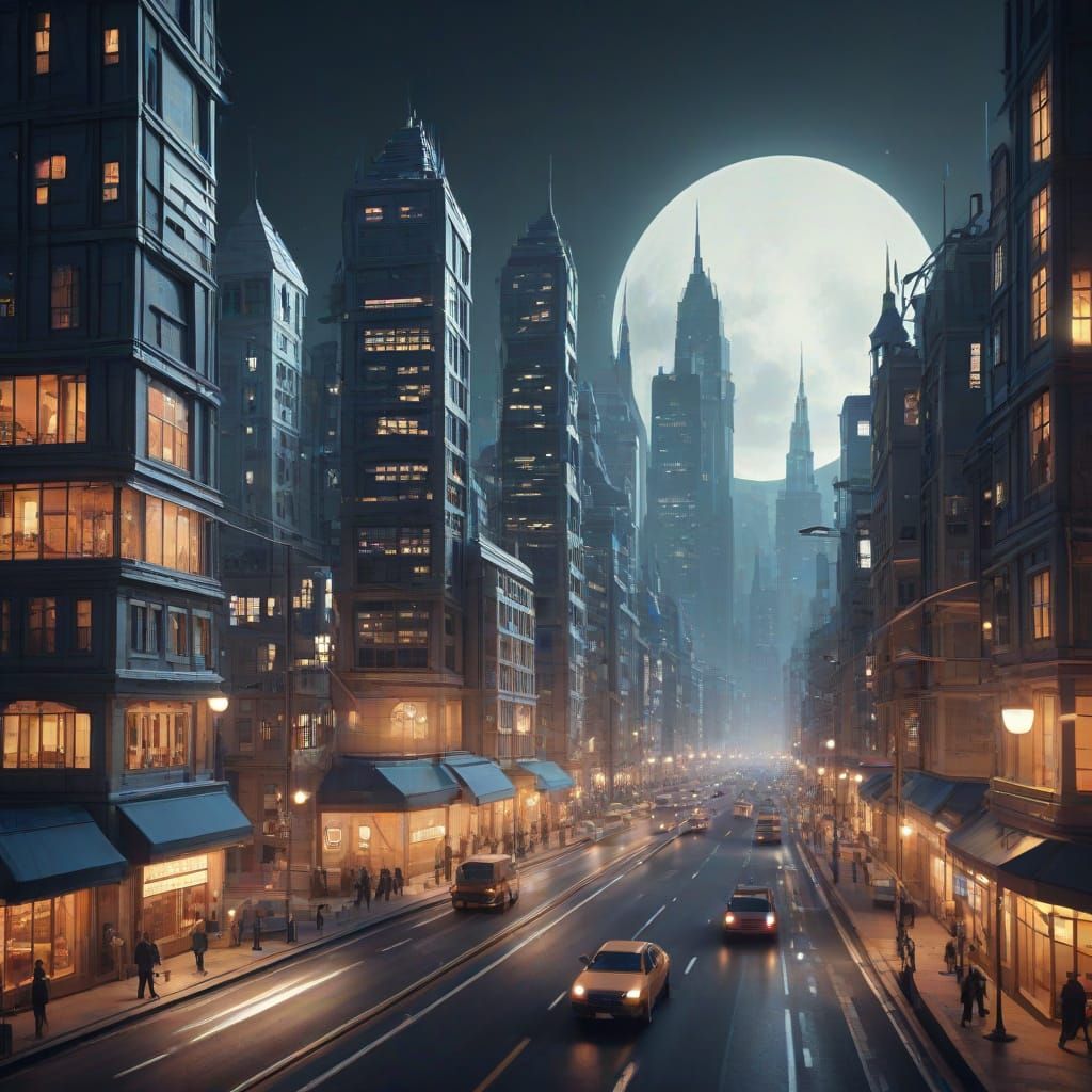 Papercraft Metropolis: Futuristic City Digital Matte Paintin...