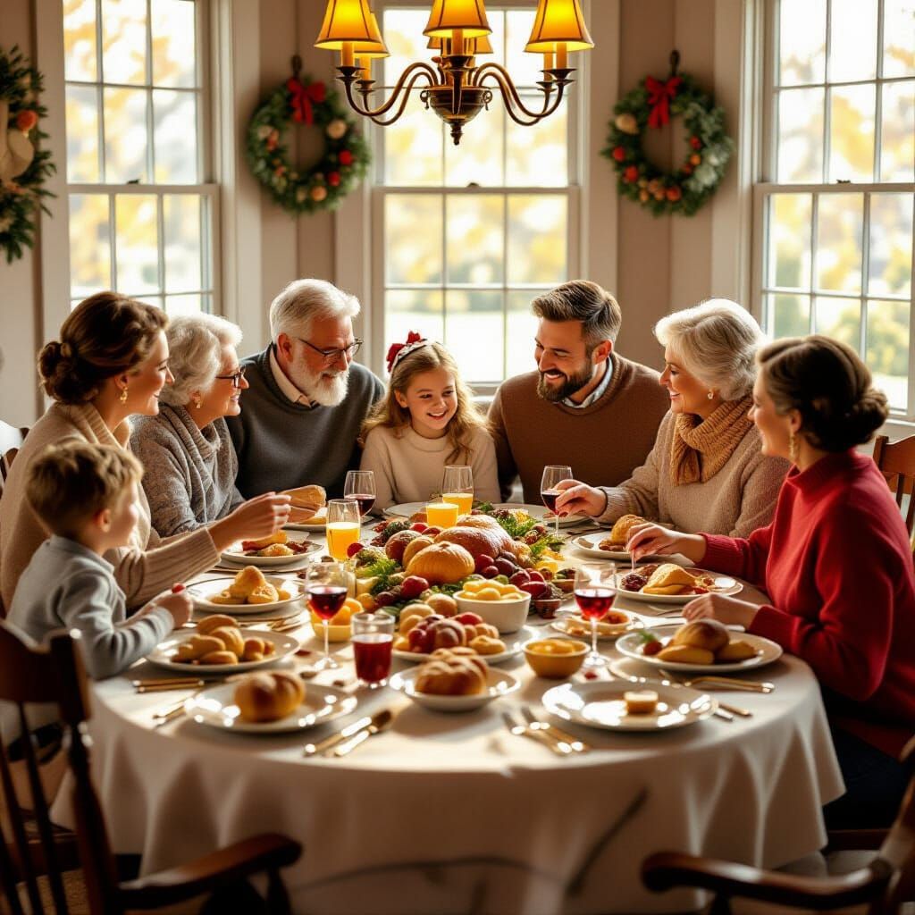 Norman Rockwell Style Thanksgiving Family Feast