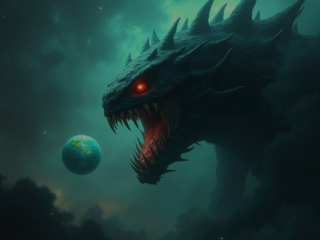 Gigantic Space Monster About to Devour a Planet