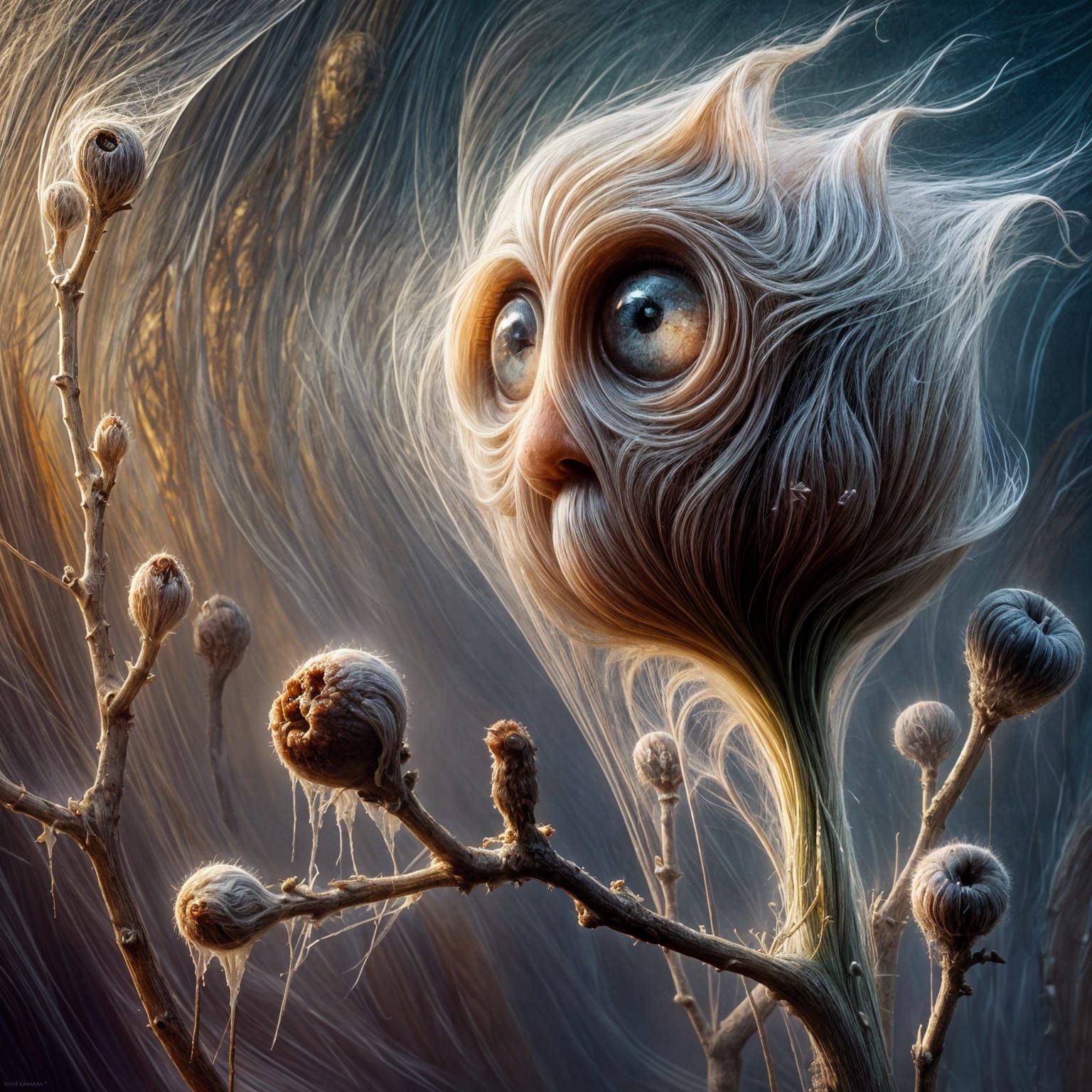 Translucent Anthropomorphic Flower in Haunted Greenhouse