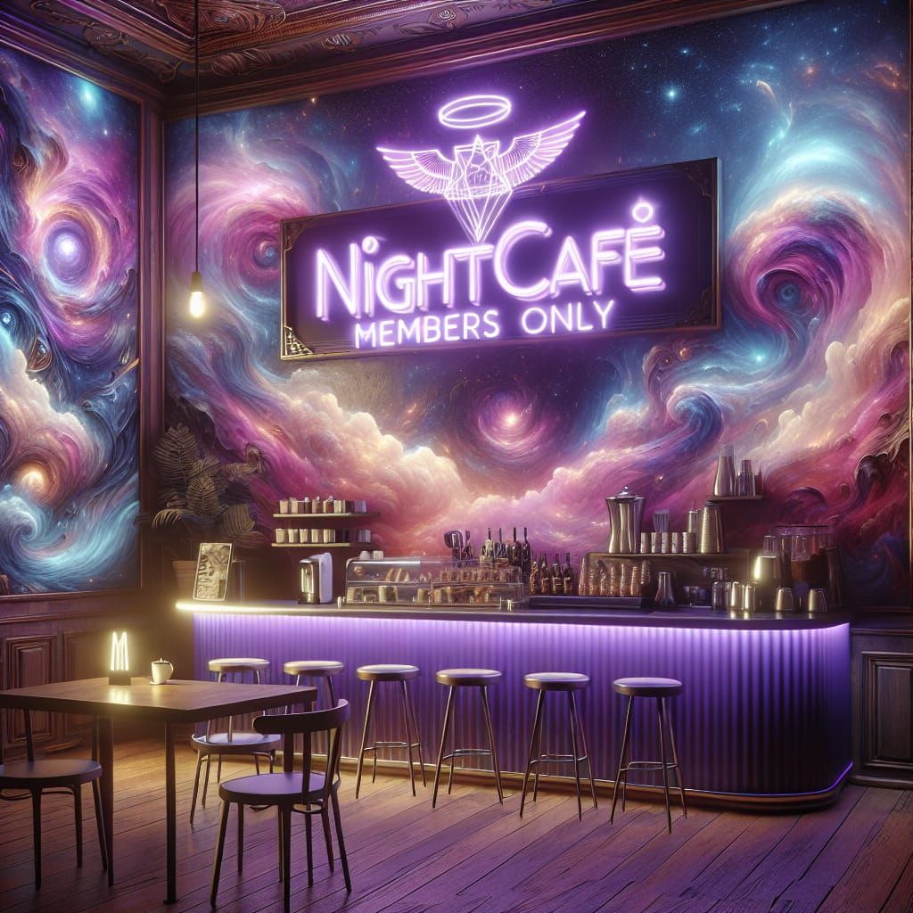 Fantasycore Coffee House with Neon Sign