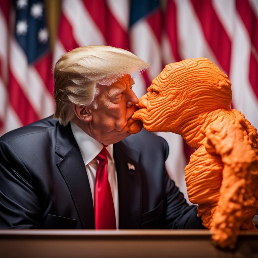 Donald Trump Affectionately Kisses a Cheeto