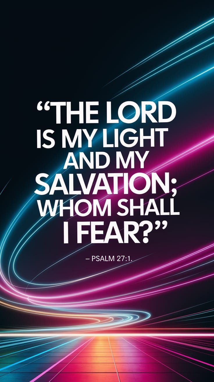 Inspirational Bible Verse 'The Lord is My Light' Digital Art