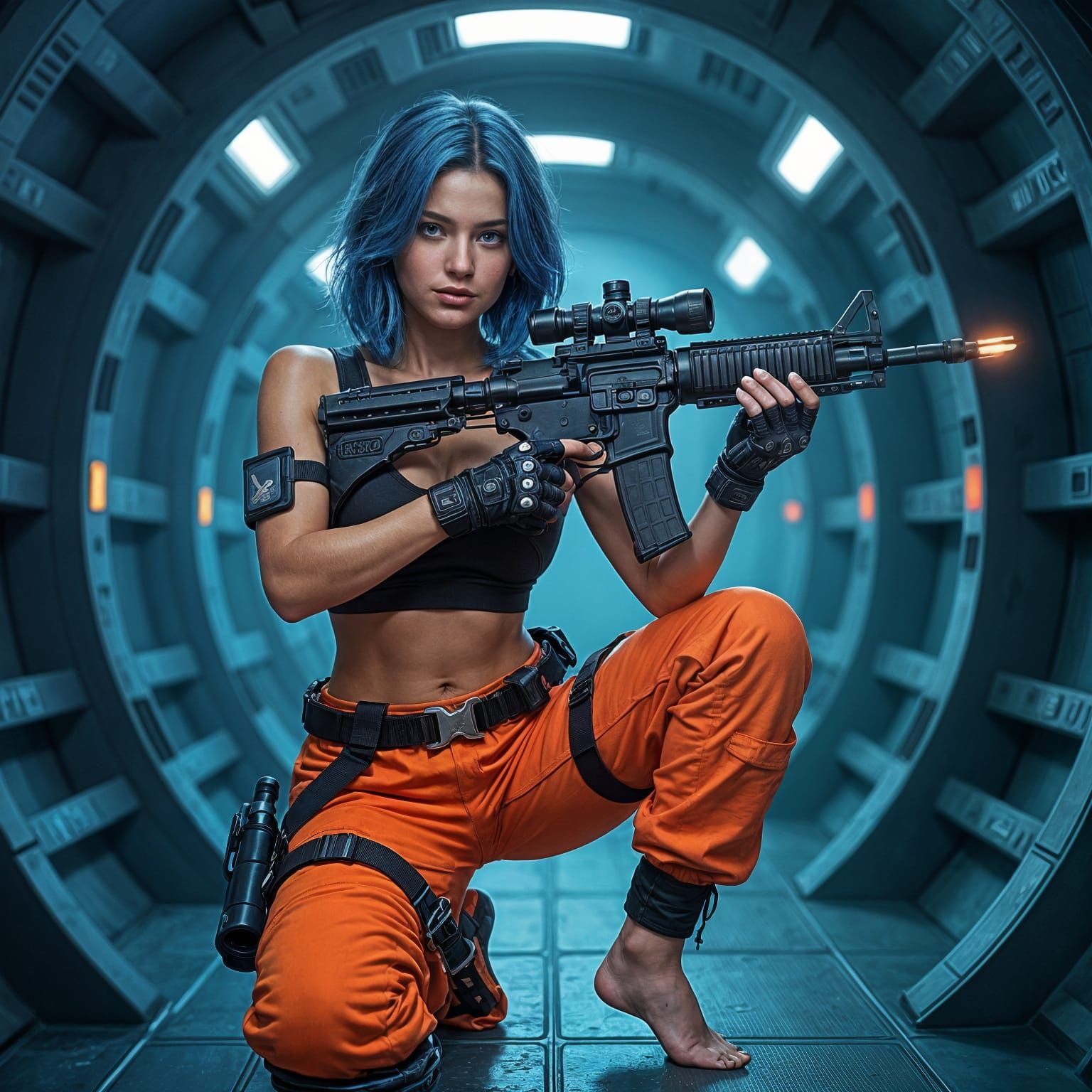 Astronaut Woman on Alien Starship, Digital Illustration