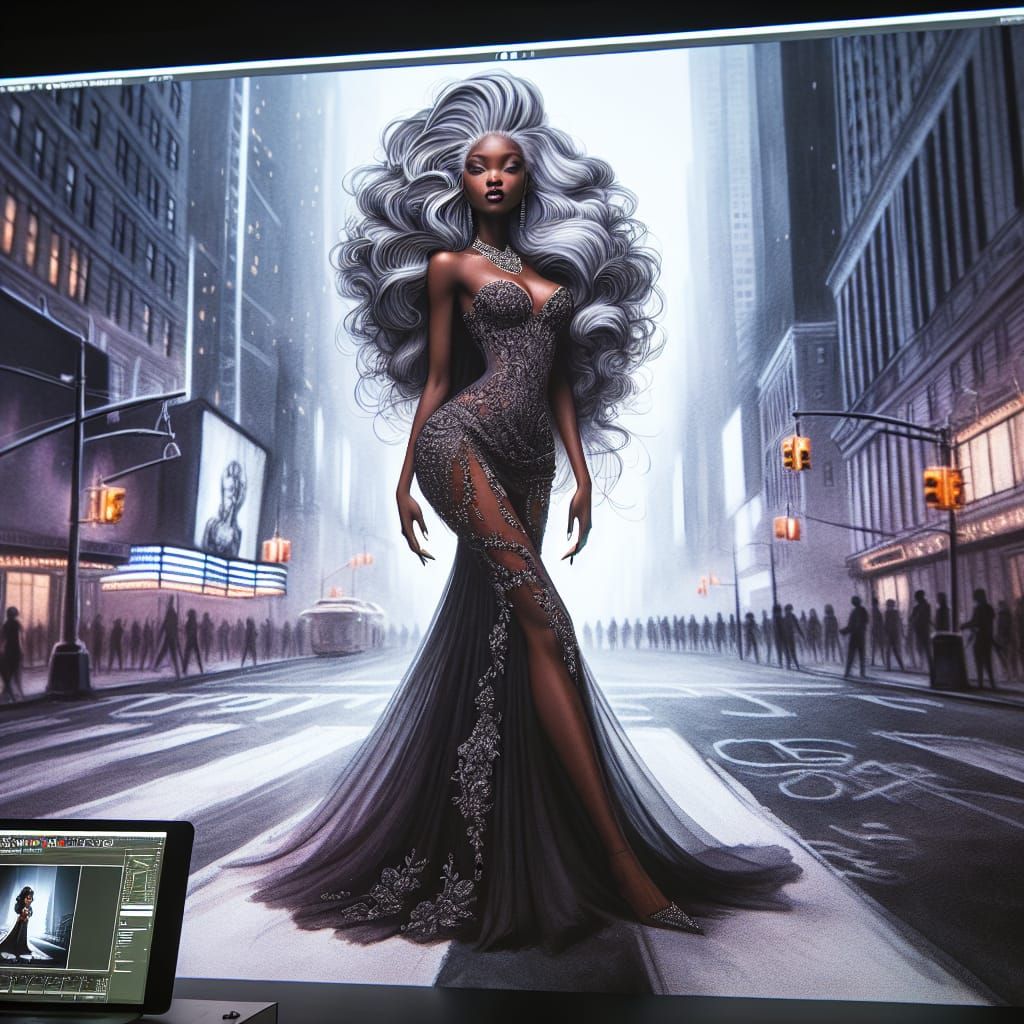 Hyperrealistic Goddess in Times Square