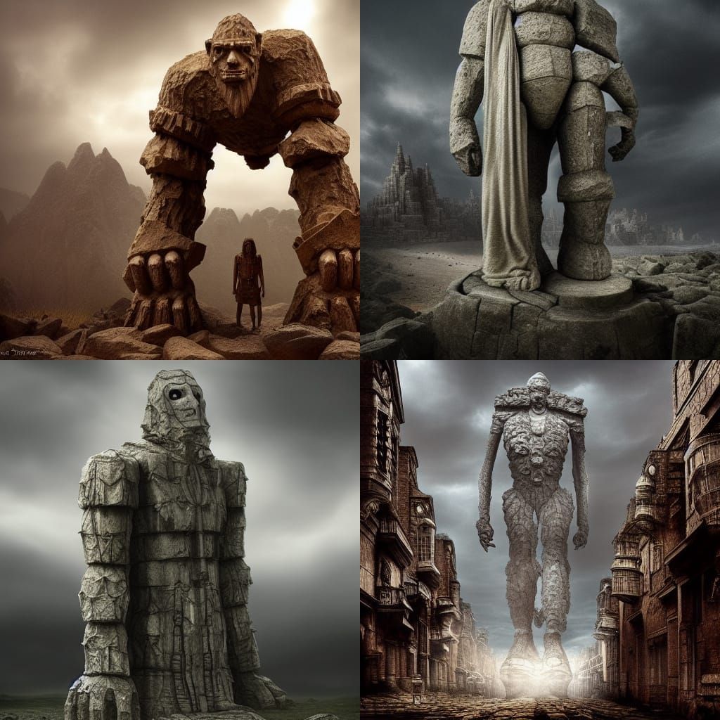 Epic Stone Golem in Digital Matte Painting