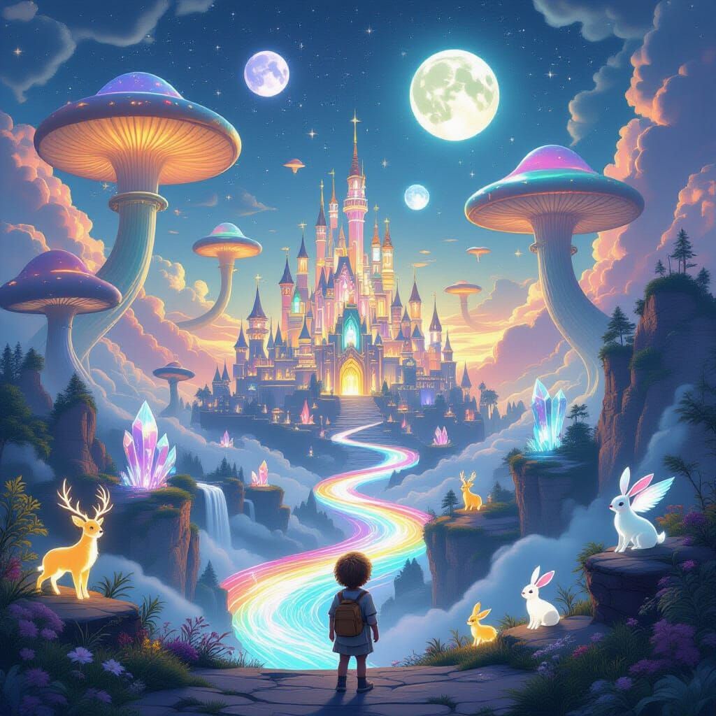 Enchanted Realm of Floating Islands: Surreal Fantasy Art